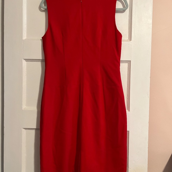 NWOT Calvin Klein Red Sheath Dress with Gold Zippers - Picture 2 of 5
